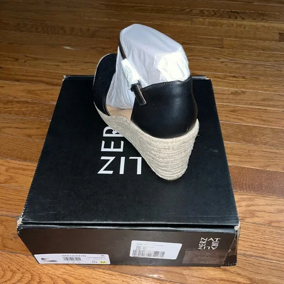 Naturalizer Black Leather Bianca Woven Wedge Sandals Women’s Size 11 - Picture 6 of 9